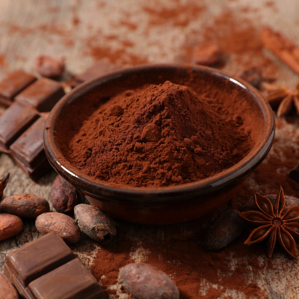 Polvo de cacao de calidad COCORA – antioxidante natural para una piel radiante.